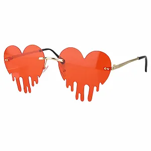 Сонцезахисні окуляри XCDMJ, для вечірок, у формі серця, золотиста оправа - Фото 1