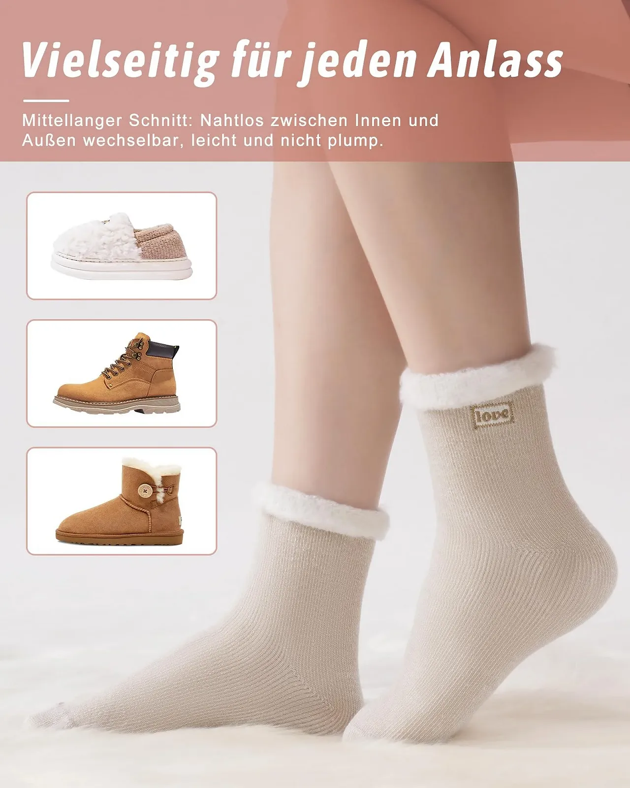 Теплі шкарпетки для жінок Cuddly Socks, пухнасті вовняні шкарпетки, 2 пари, розмір 36-42, фото №5