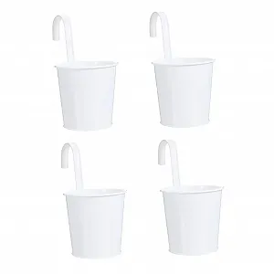 Квіткові горщики PartyKindom Набір з 4 підвісних відер зі знімними гачками Залізо - Фото 1