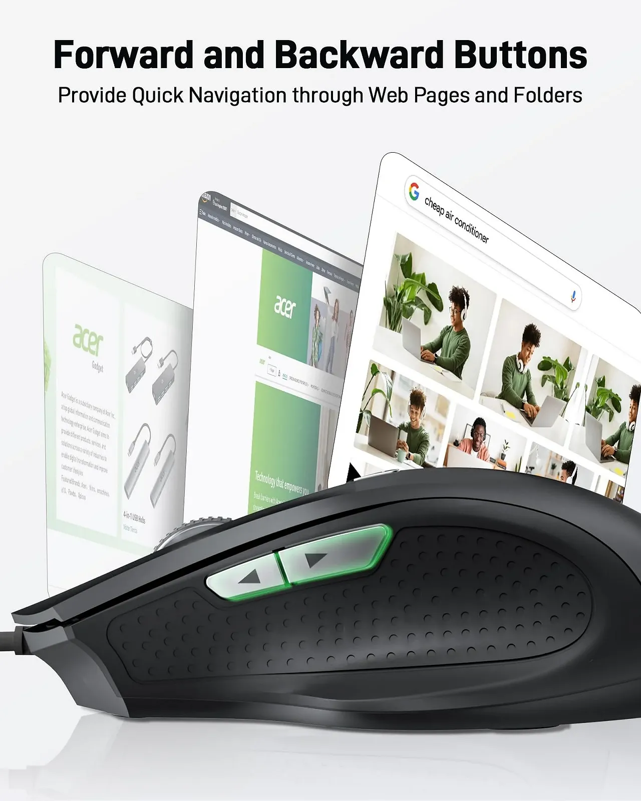 Мышь Acer проводная 3200 DPI, 6 кнопок, фото №3 Мышь Acer проводная 3200 DPI, 6 кнопок, фото №3