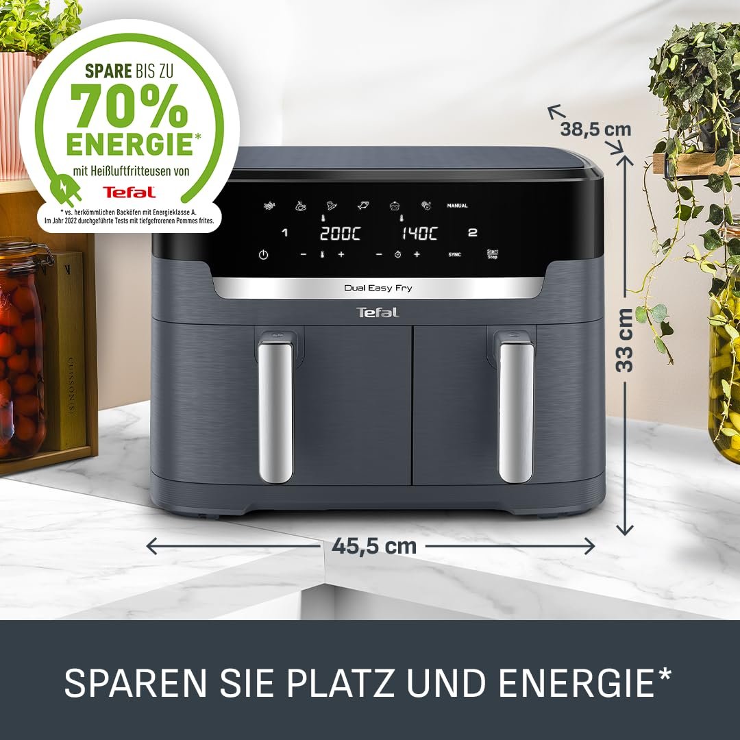 Мультипечь Tefal Dual Easy Fry XXL EY942B 11 л 2 камеры 7 программ 2700 Вт Digital Display Extra Crisp, фото №8 Мультипечь Tefal Dual Easy Fry XXL EY942B 11 л 2 камеры 7 программ 2700 Вт Digital Display Extra Crisp, фото №8