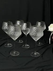 Бокали для вина 6 шт з золотою оконтовкою. Крижане скло - Фото 1