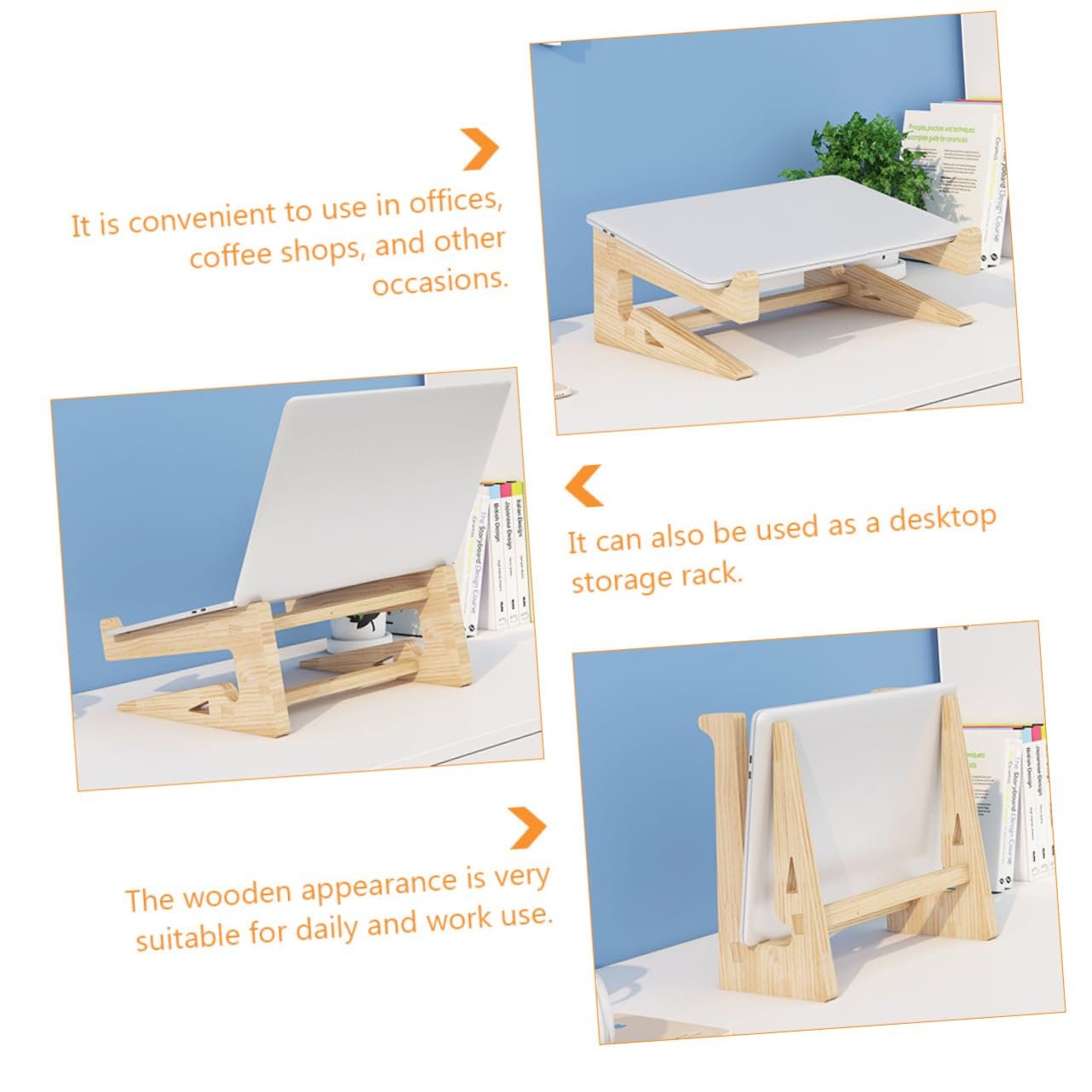 Підставка для ноутбука Дерев'яна ергономічна для комп'ютера з нековзними ніжками для кращої постави та вентиляції, фото №5