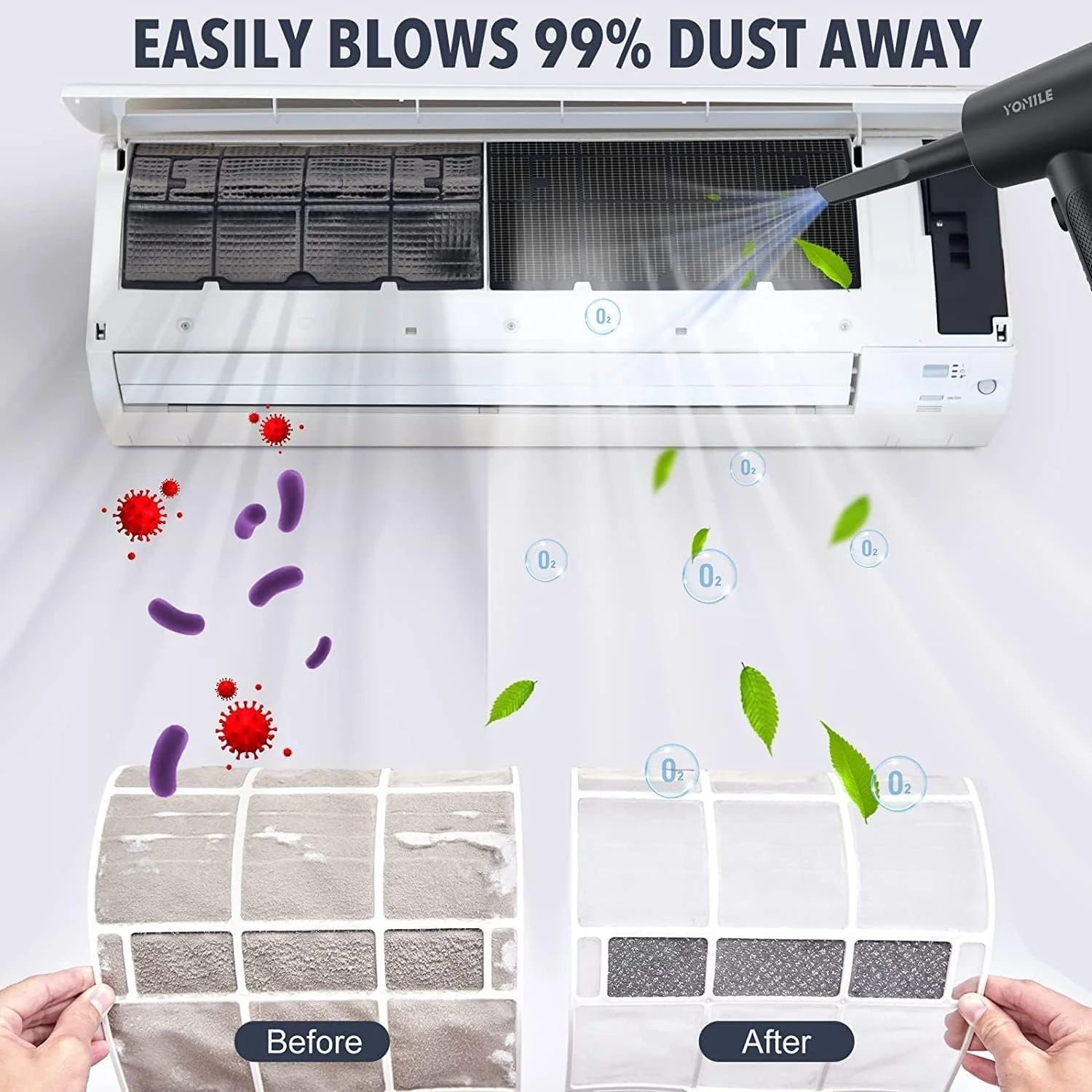 Аккумуляторная воздуходувка YOMILE 120000 RPM 7600 мАч 3 скорости, фото №3 Аккумуляторная воздуходувка YOMILE 120000 RPM 7600 мАч 3 скорости, фото №3