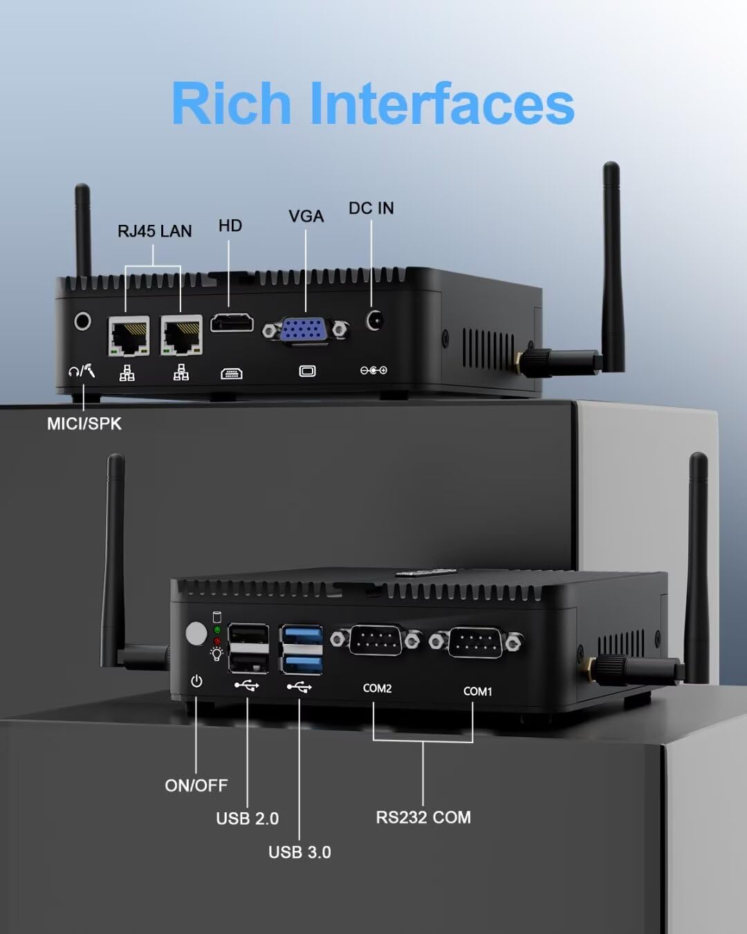 Mini PC ESIMOER Win11 Fanless J4125 8GB RAM 128GB SSD 1TB HDD, фото №3
