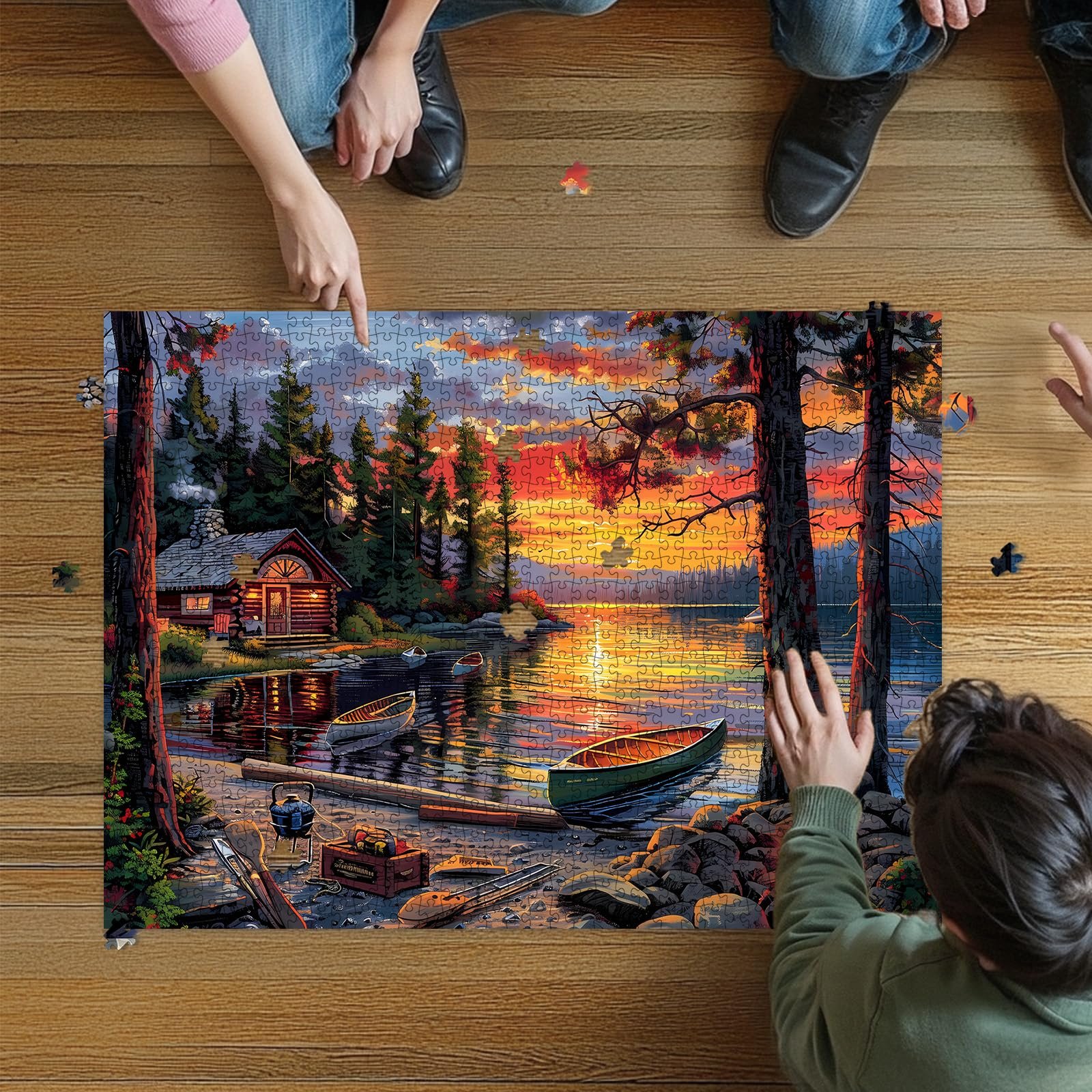 Пазл Classic Озеро з каное 1000 деталей прямокутний сірий картон 70 х 50 см Сірий, фото №6