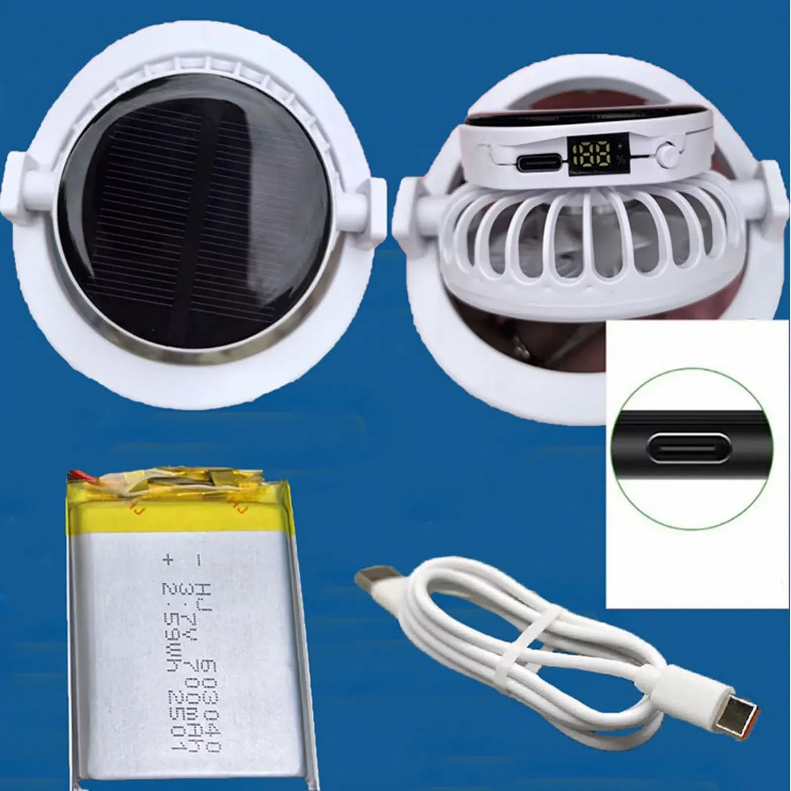 Кепка с вентилятором Knowlife С солнечной панелью USB-зарядка Воздухопроницаемая сетчатая 3 скорости, фото №6