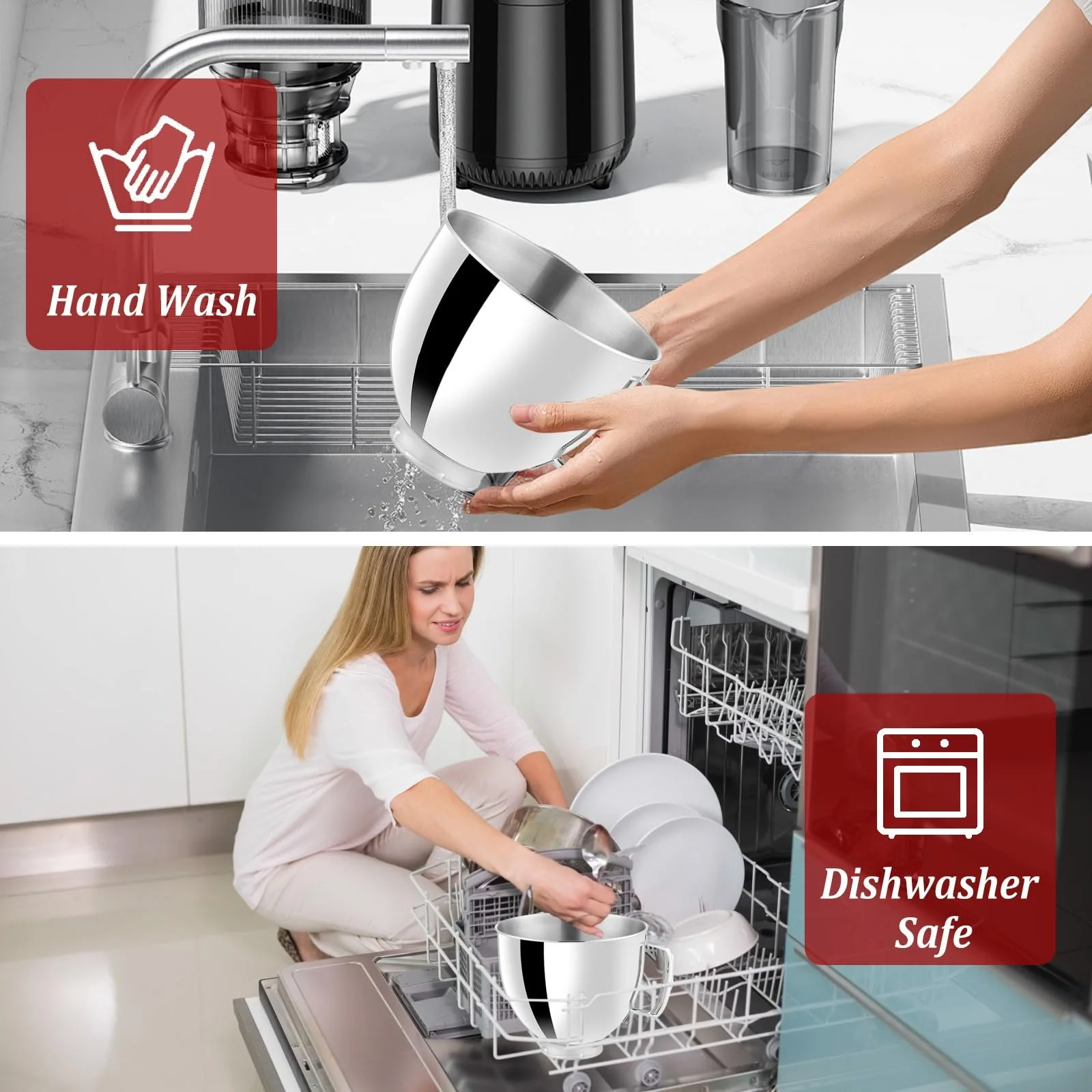 Миска для змішування KitchenAid Classic Artisan 5 QT нержавіюча сталь з ручкою, фото №4