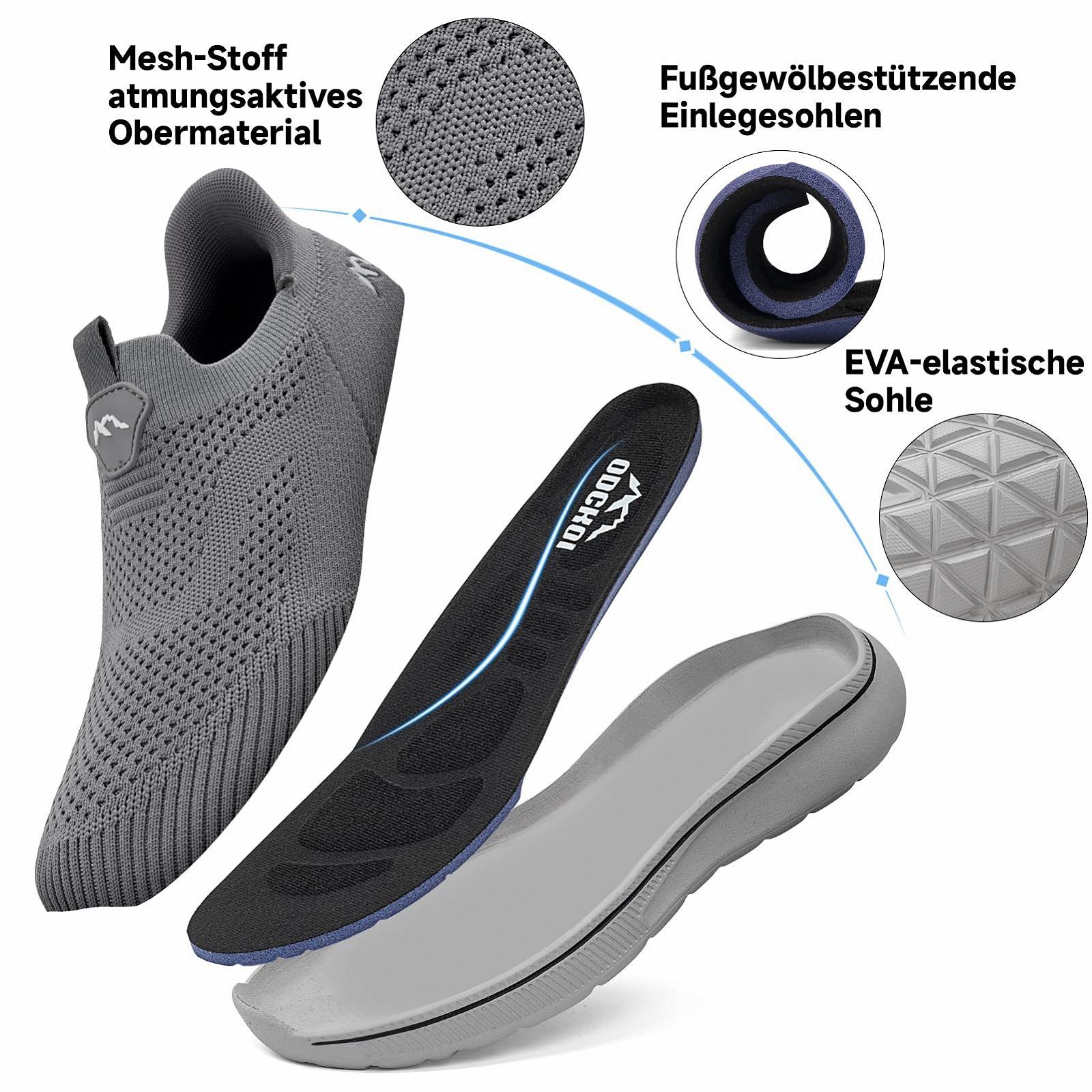 Чоловічі сліпони Кросівки ODCKOI Легкі дихаючі спортивні без шнурків Сірий, фото №3 Чоловічі сліпони Кросівки ODCKOI Легкі дихаючі спортивні без шнурків Сірий, фото №3