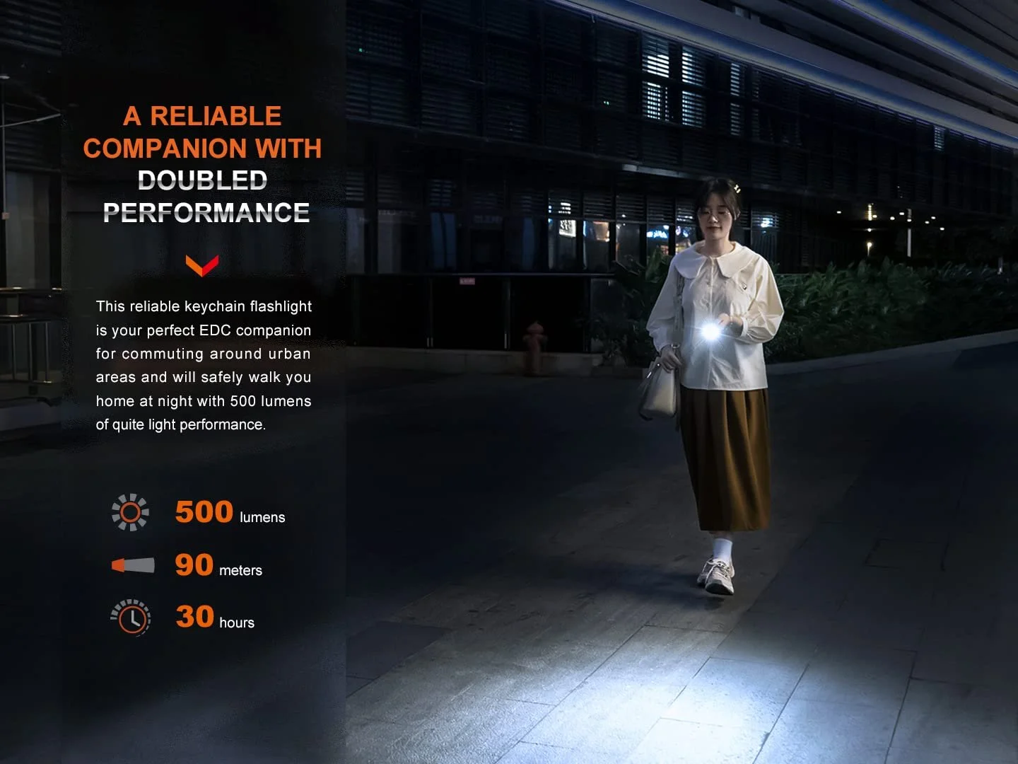 Фонарик на ключи Fenix E03R v2.0 Серый, перезаряжаемый, легкий, 500 люмен, 90 м, до 30 часов, режим красного света, зарядка USB-C, IP66, фото №5