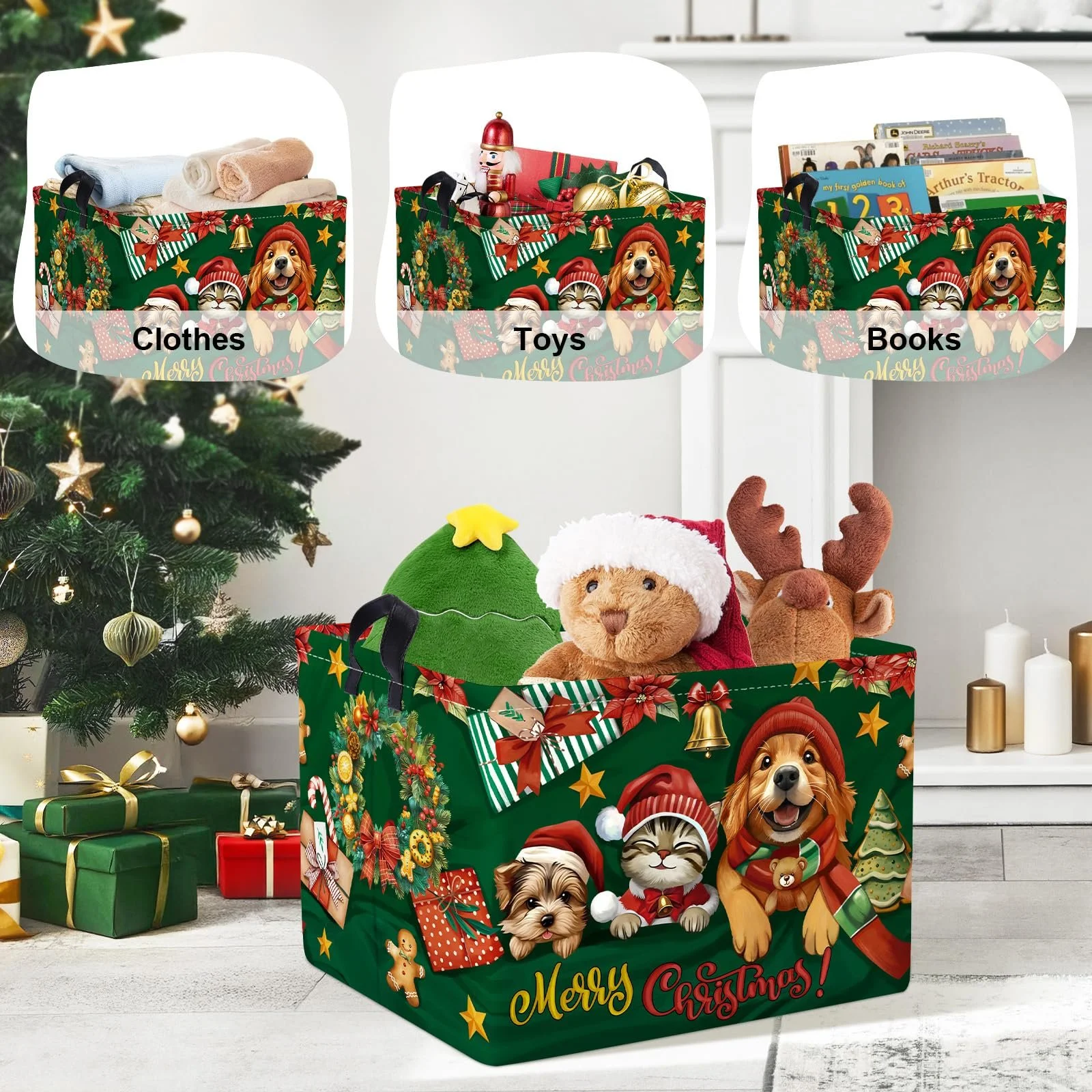 Корзина для игрушек HUUMONSS Рождественская для мальчиков девочек Водонепроницаемая, 36 л, фото №5 Корзина для игрушек HUUMONSS Рождественская для мальчиков девочек Водонепроницаемая, 36 л, фото №5