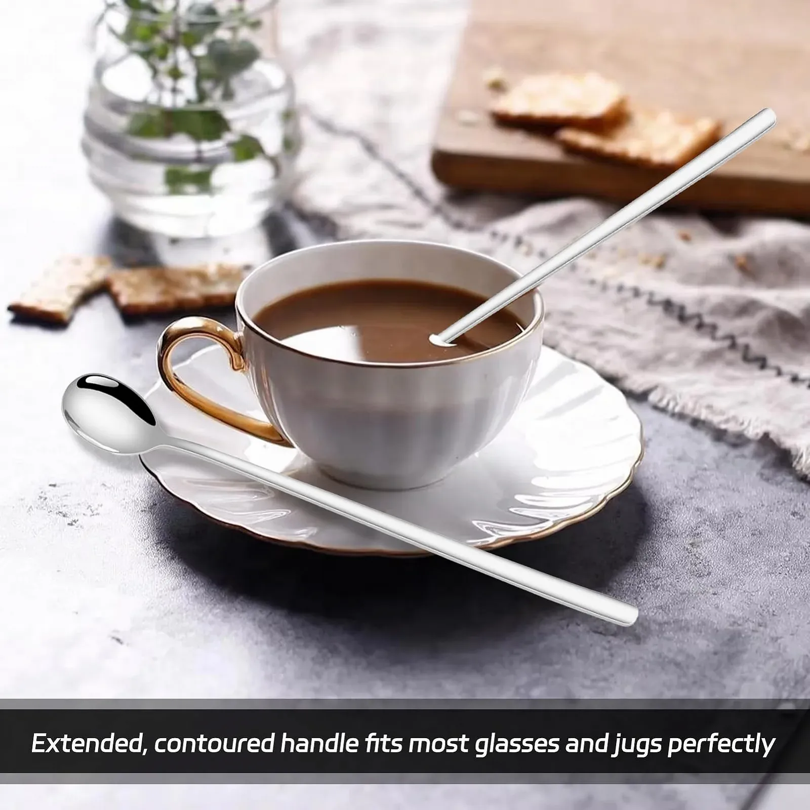 Ложка для лате макіато з нержавіючої сталі, довга, 23.5 см, набір 2 шт., фото №6 Ложка для лате макіато з нержавіючої сталі, довга, 23.5 см, набір 2 шт., фото №6