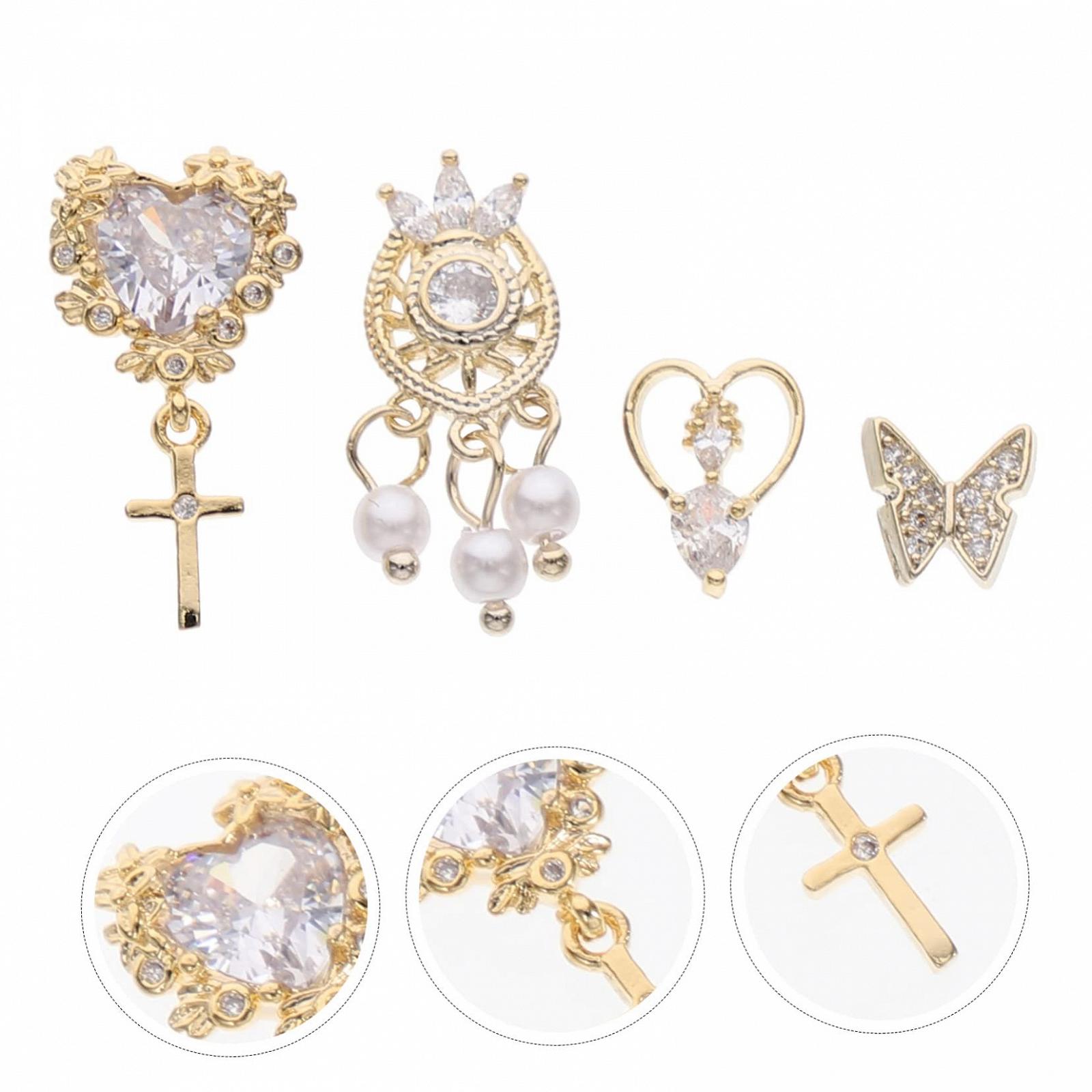 Подвески для ногтей PLAFOPE, 4 шт., аксессуары для ногтей, украшения для ногтей, драгоценные камни для ногтей, наклейки для подвесок для ногтей, изысканный DIY дизайн ногтей, ювелирные изделия для ногтей для девушек, металл, фото №9