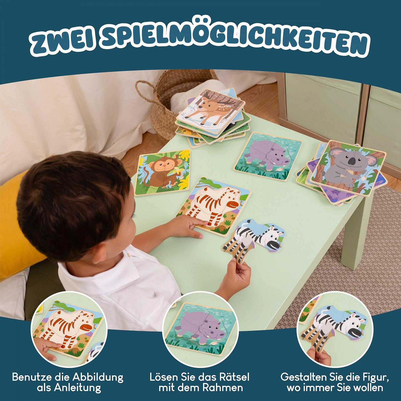 Набор деревянных пазлов BONNYCO 16 шт. по 4 элемента Животные, фото №7 Набор деревянных пазлов BONNYCO 16 шт. по 4 элемента Животные, фото №7