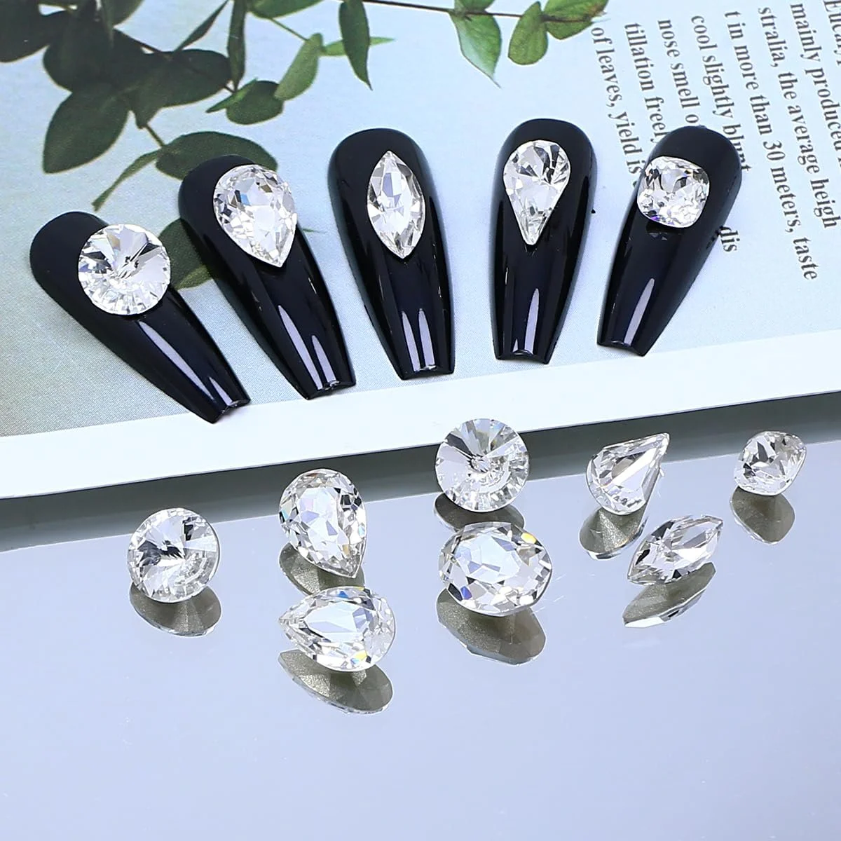 Кристаллы DONGZHOU Белые Блестящие Камни для Ногтей, 72 шт, фото №5