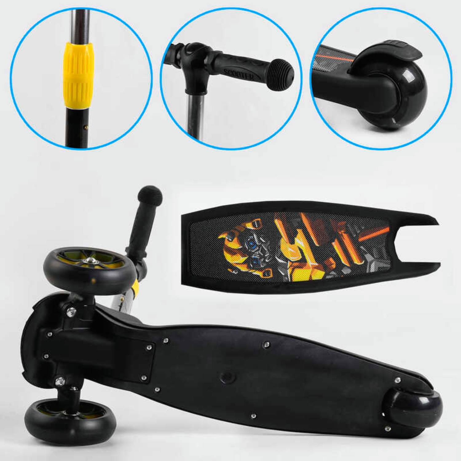 Самокат трьохколісний Best Scooter 3 колес PU з світлом 60 кг Multicolor 106834, фото №4