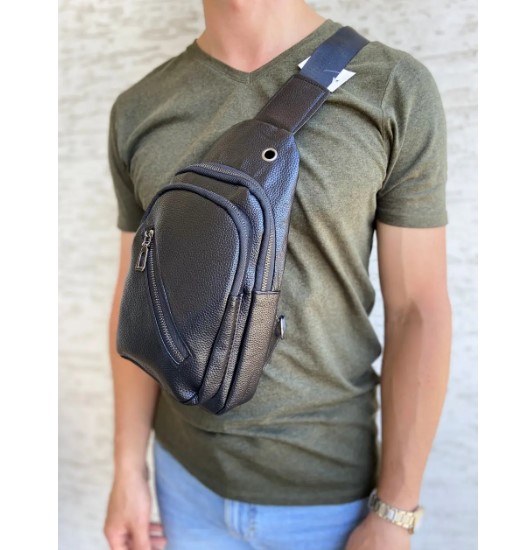 Сумка нагрудна чоловіча бананка зі шкірозамінника 7083 Чорний (IBM037B), фото №9 Сумка нагрудна чоловіча бананка зі шкірозамінника 7083 Чорний (IBM037B), фото №9