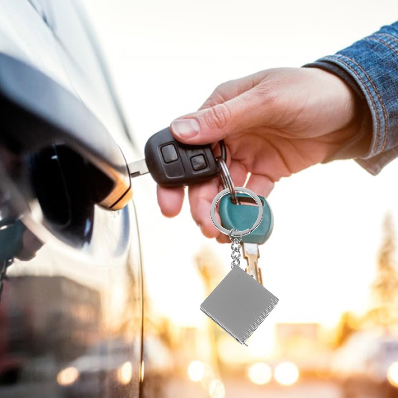 Рулетка OSALADI 1 м Металева з кільцем для ключів і висувною стрічкою для вимірювання, портативна, мала, фото №4