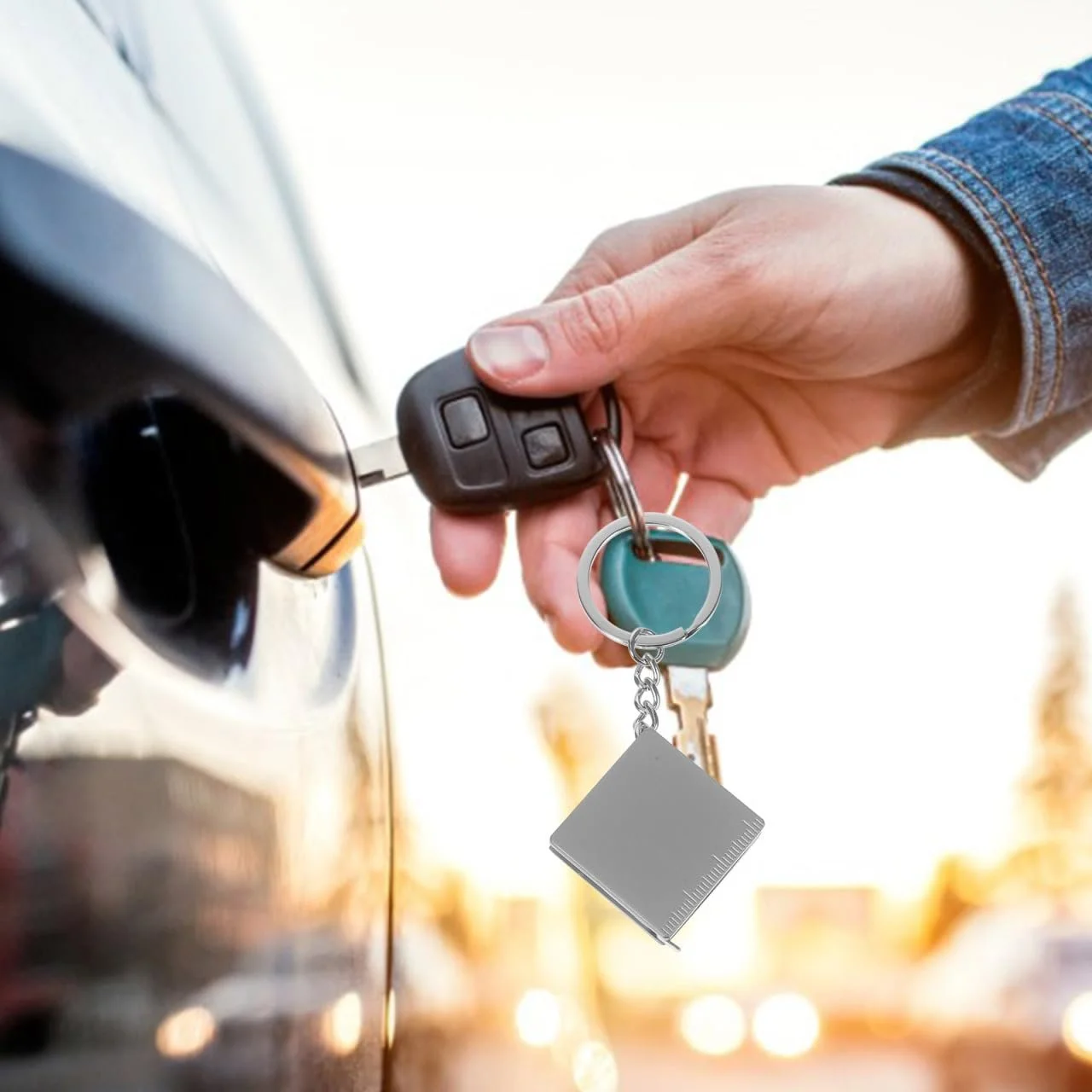 Рулетка OSALADI 1 м Металлическая с кольцом для ключей и выдвижной измерительной лентой, портативная, малая, фото №4