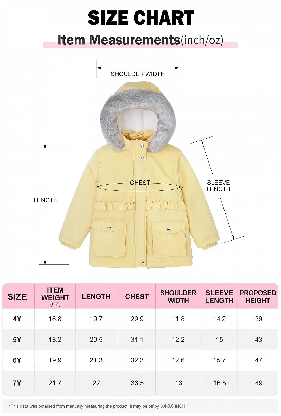 Зимове пальто SOLOCOTE для маленьких дівчаток, Легке з хутряним капюшоном, фото №7