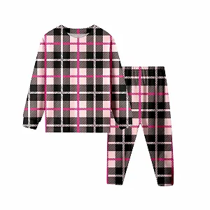 Комплект піжами Vhersily в клітинку для дівчат, сорочка з довгим рукавом + штани - Фото 1