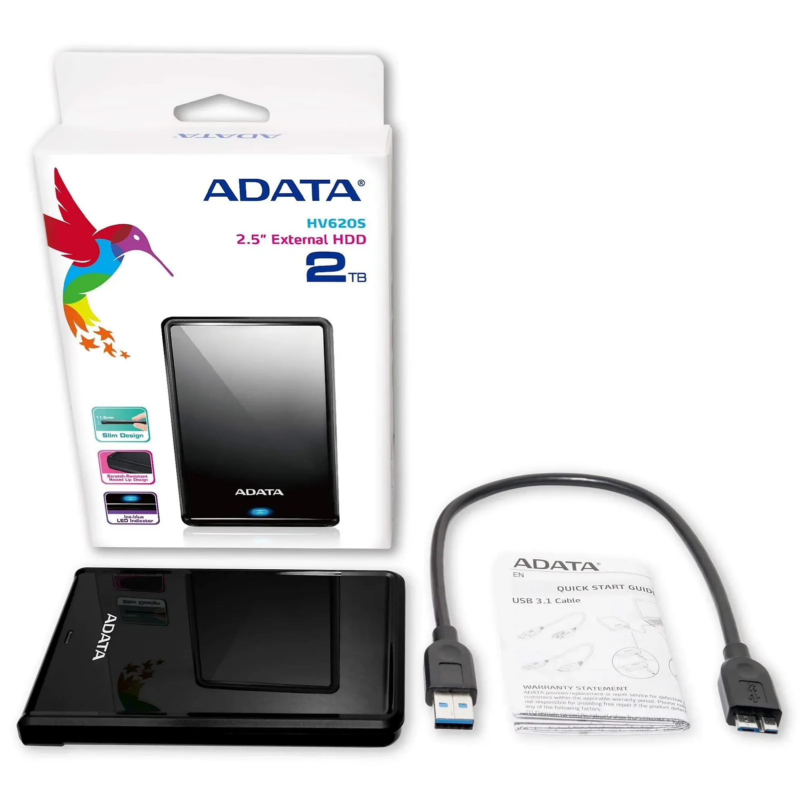Внешний жесткий диск ADATA HV620S 1 ТБ 2.5" USB 3.1 Slim 11.5 мм Black, фото №6