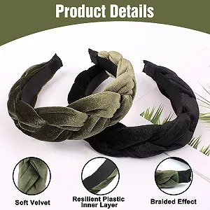 Обруч Бархатный плетеный (2 шт.) Черный, Темно-зеленый synthetic.ua - Фото 1