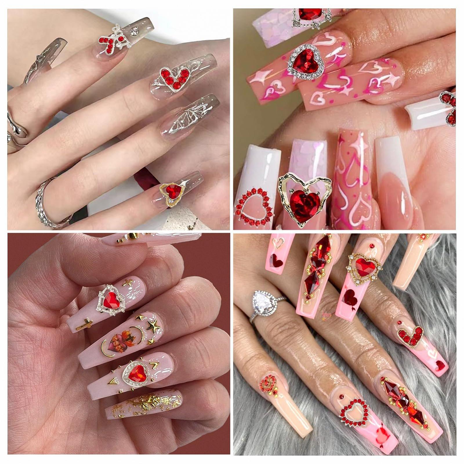 Подвески для ногтей Сердце NICENEEDED 40 шт., 3D сердце, хрустальные шармы, фото №6