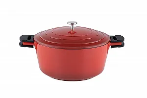 Каструля Kelomat 3422-385 Керамічна для індукції з кришкою 28 см 6.8 л Red - Фото 1