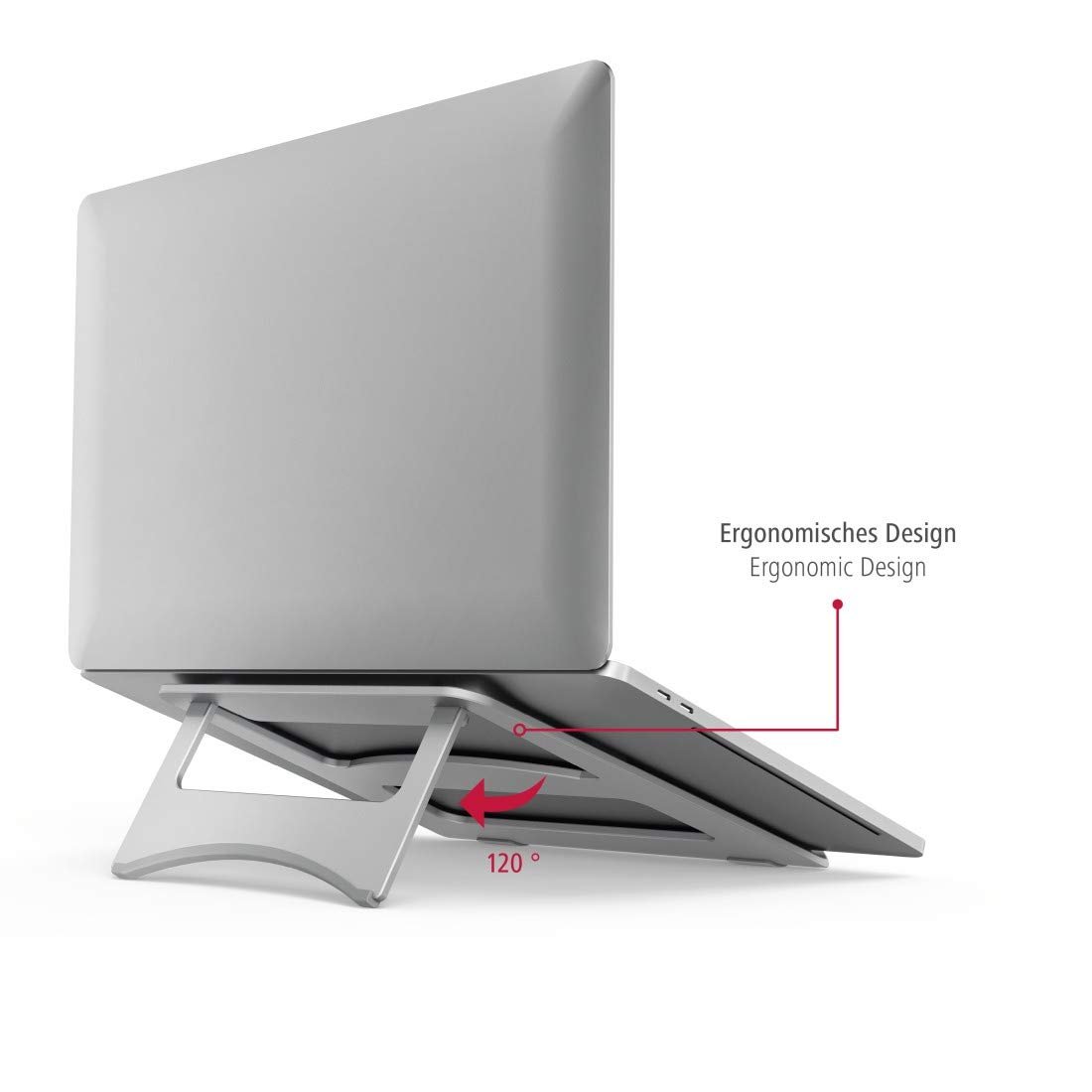 Подставка для ноутбука Hama Aluminium, серебристая, фото №3 Подставка для ноутбука Hama Aluminium, серебристая, фото №3