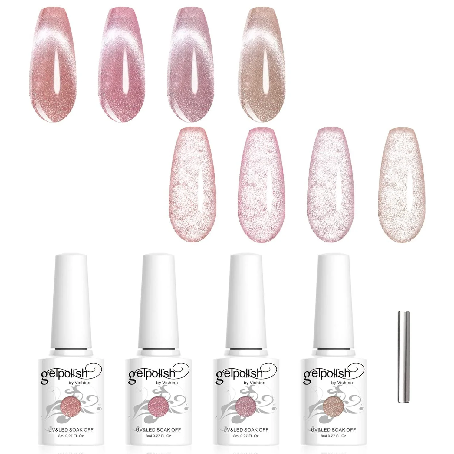 Гель-лак Vishine Cat Eye, голографічний, магнітний, з ефектом сяйва Auroras Snowlight, 8 мл, фото №2