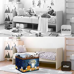 Корзина HUUMONSS для хранения вещей на Хэллоуин Привидение Летучая мышь Тыква Складная synthetic.ua - Фото 1