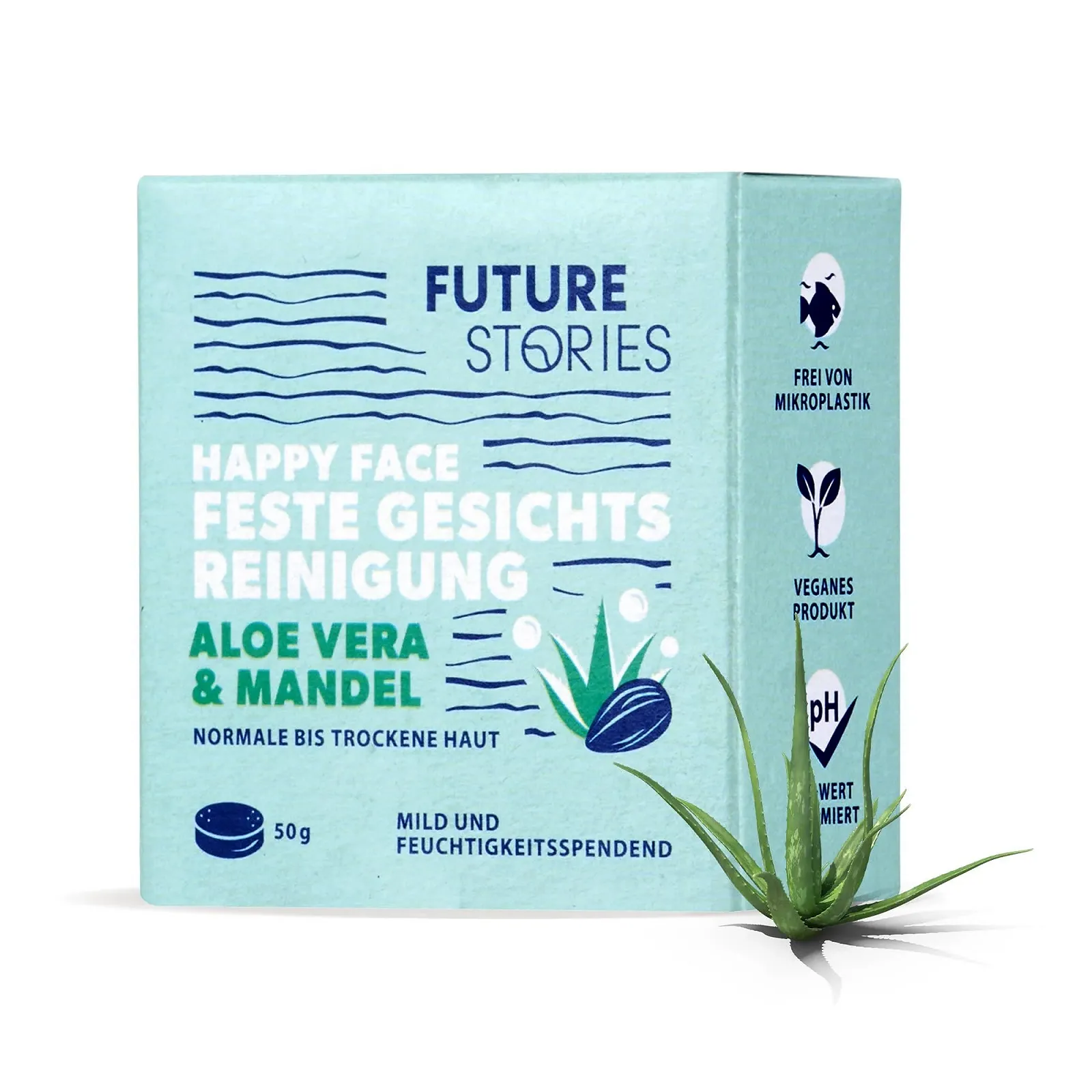 Очищувальний засіб для обличчя Future Stories Firm 50 г, Алое Вера, Мигдаль, Без мила, pH оптимізований, Веганський, Без мікропластику, фото №1