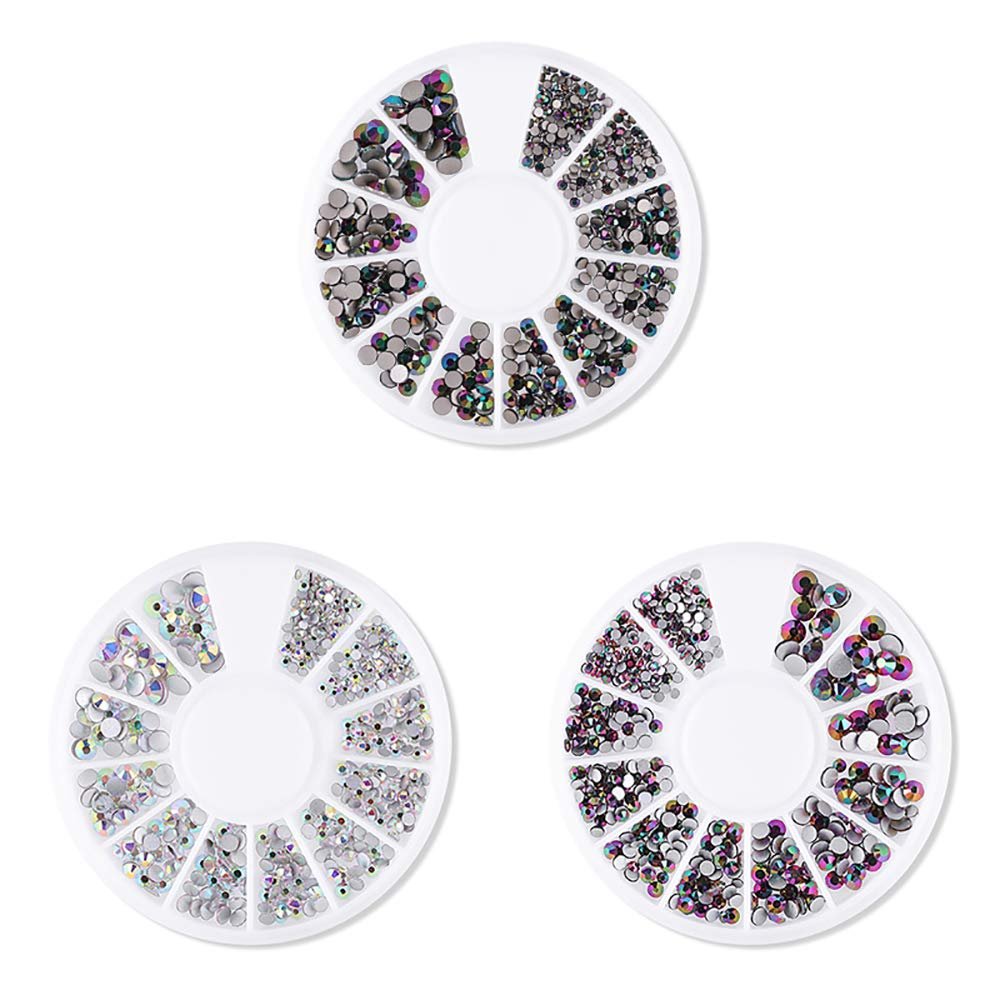 Набір страз для нігтів Плоскі круглі кристали Змішані кольори, фото №1