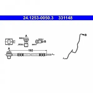 Тормозной шланг ATE 24.1253-0050.3 для SEAT SKODA VAG, задний мост слева - Фото 1