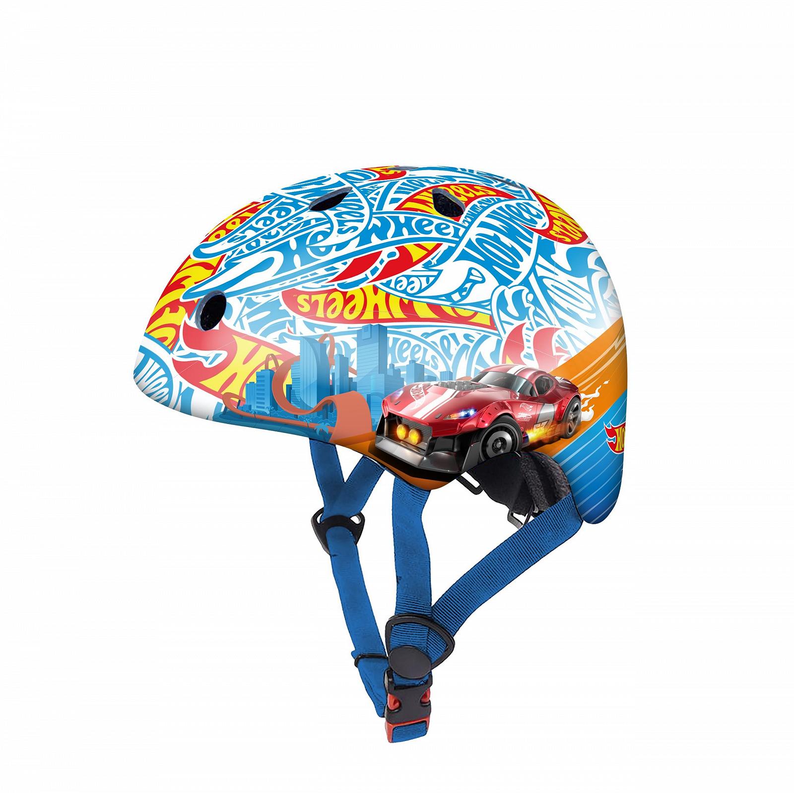 Шлем DeQUBE Uni-Kinder Hot Wheels Детский, регулируемый, сверхлегкий, безопасный, прочный, дышащий, от 2 до 7 лет, черный, синий, регулируемый, фото №1