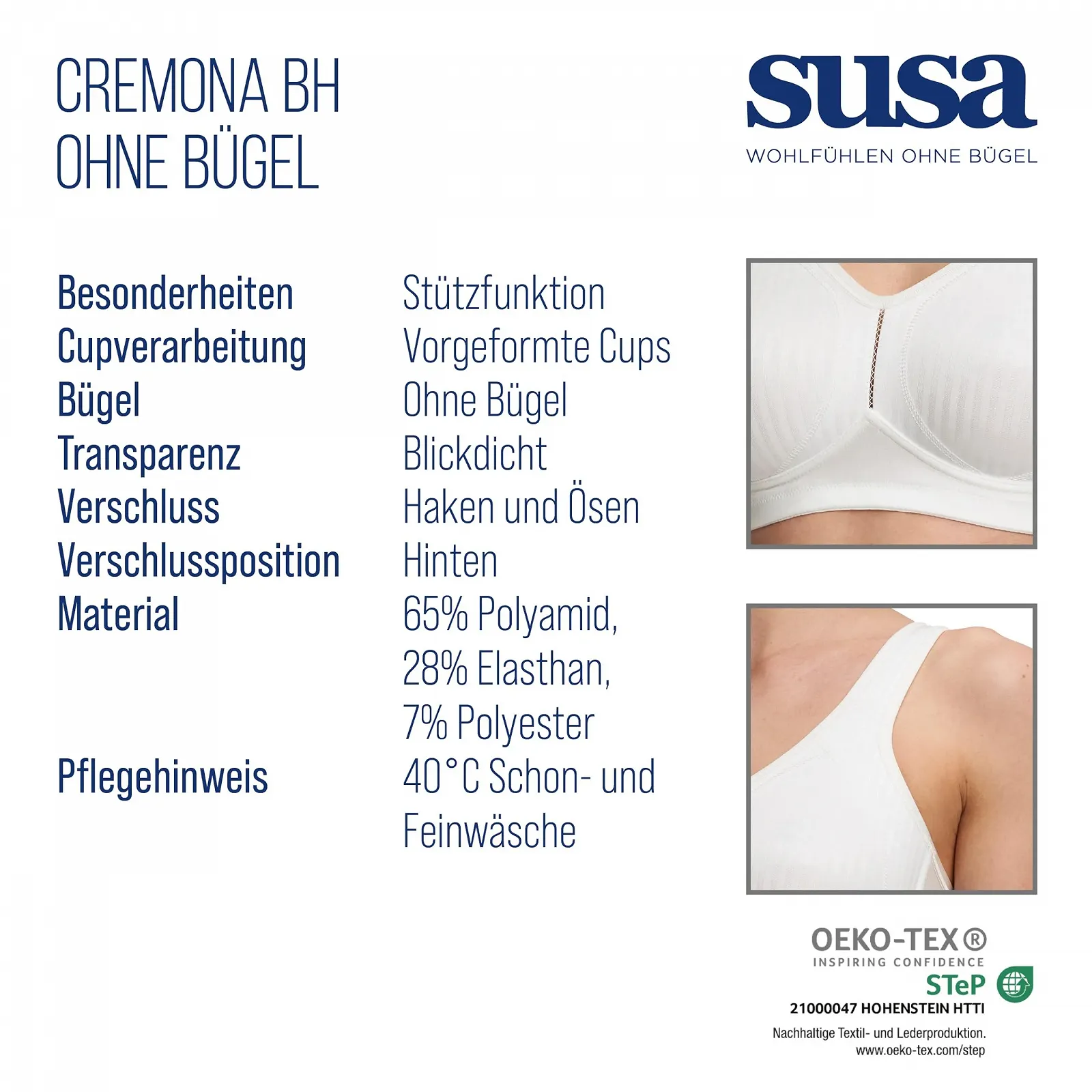 Бюстгальтер SUSA Cremona без кісточок з широкими бретелями для великих розмірів, фото №5 Бюстгальтер SUSA Cremona без кісточок з широкими бретелями для великих розмірів, фото №5