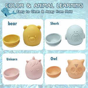 Набір іграшок для ванни: 4 тваринки, що бризкаються + 5 човників з безпечного силікону synthetic.ua - Фото 1