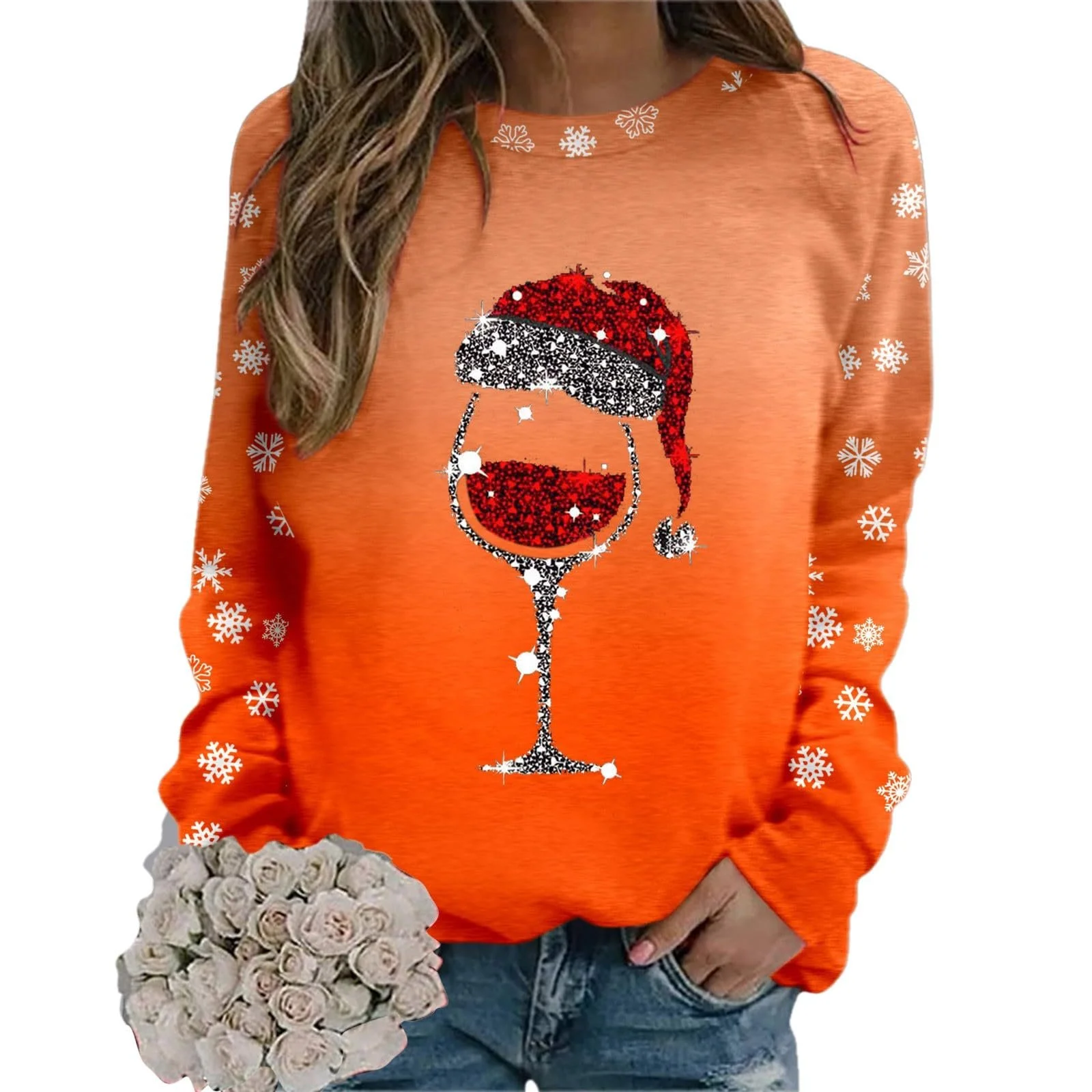 Пуловер Qzeanxy Женский Оверсайз Свитшот Basic Длинный рукав Однотонный Хлопок Y2k-Shirt, фото №5