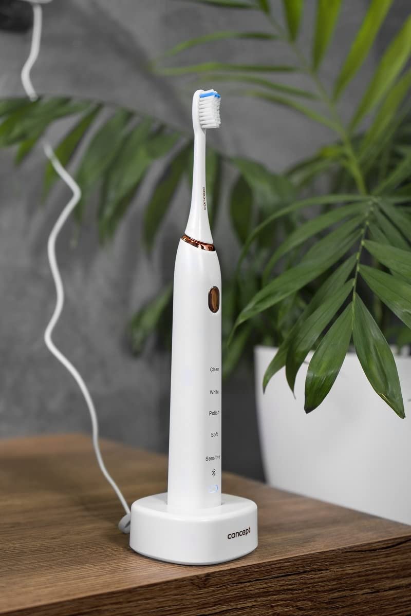 Зубная щетка звуковая Concept ZK5000 с приложением Perfect Smile и зарядкой, дорожный футляр, белая, фото №4