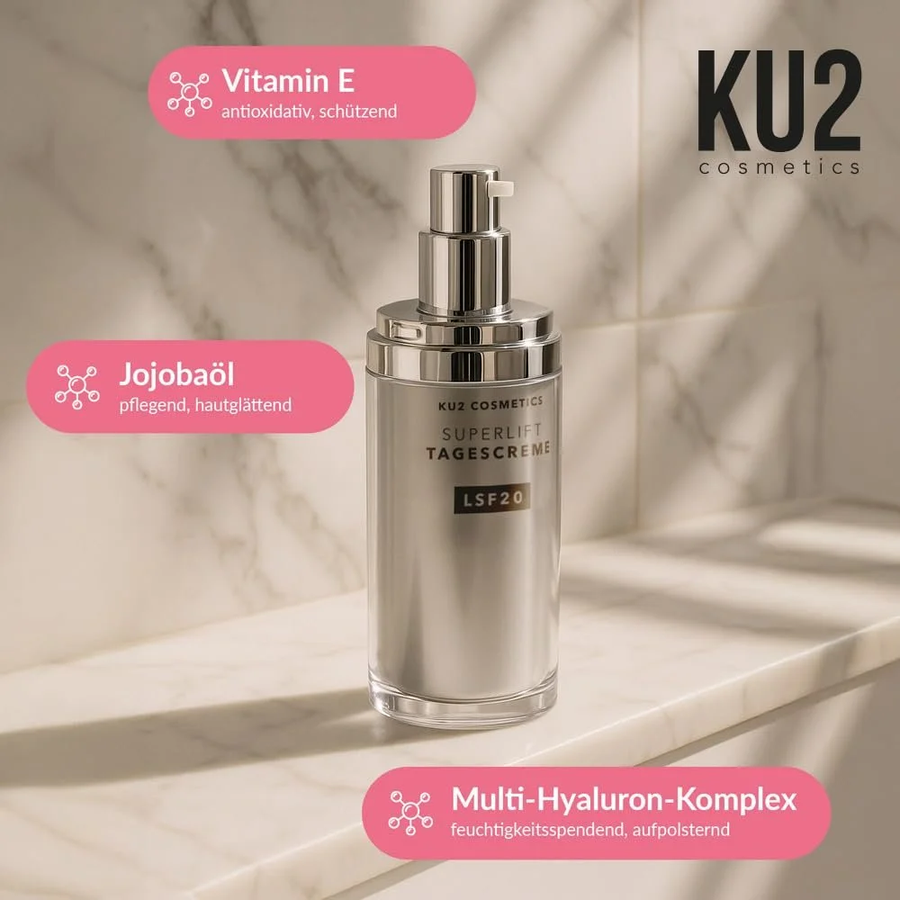 Денний крем KU2 Cosmetics Superlift Anti-Ageing SPF 20 зволожуючий з гіалуроновою кислотою та вітаміном E 50 мл, фото №4 Денний крем KU2 Cosmetics Superlift Anti-Ageing SPF 20 зволожуючий з гіалуроновою кислотою та вітаміном E 50 мл, фото №4