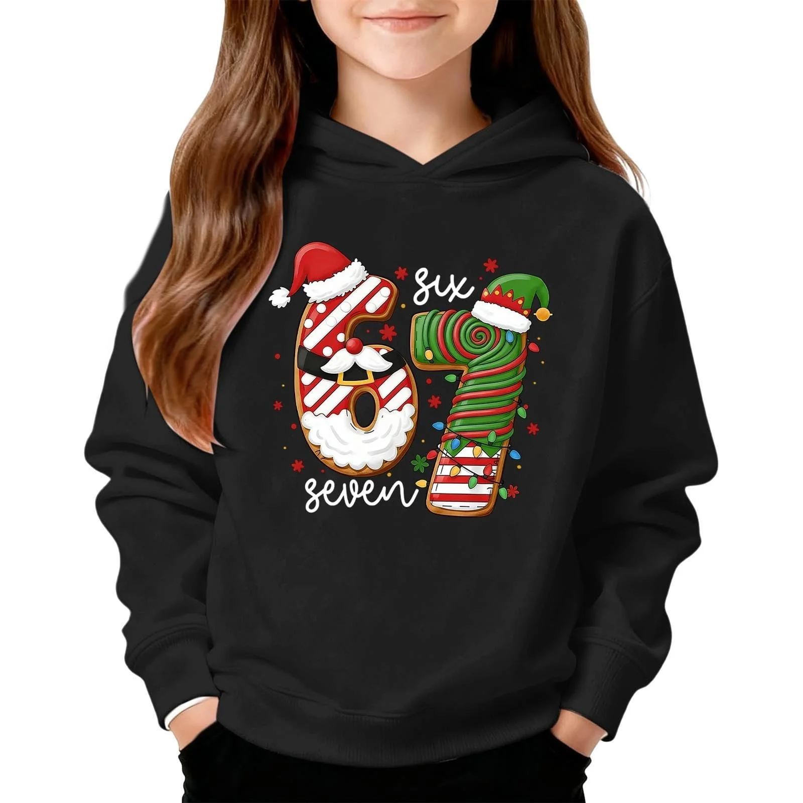 Толстовка с мемом 67 для мальчиков, худи с длинными рукавами и принтом 67, удобные мягкие свитшоты, подростковые пуловеры, повседневный модный джемпер для мальчиков и девочек, фото №1