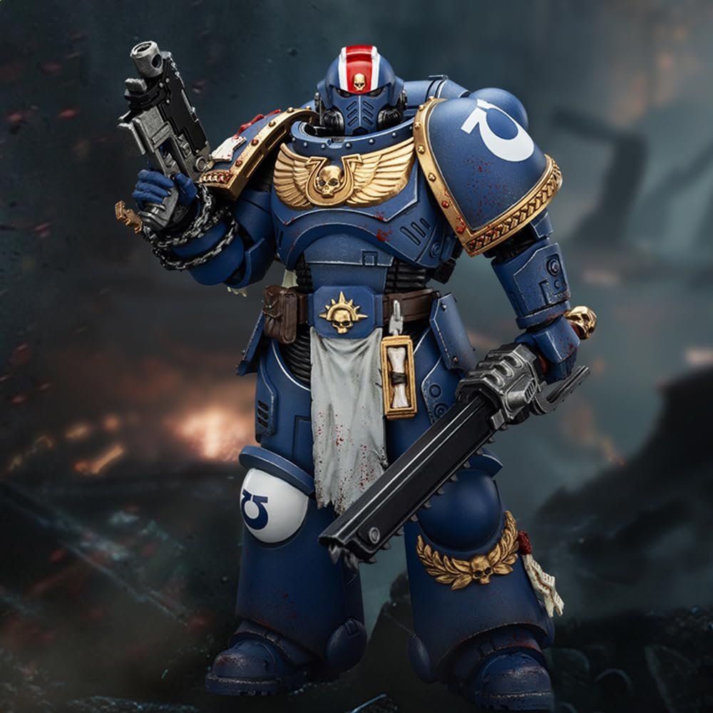 Экшн-фигурка JOYTOY Warhammer 40k Space Marine 1/18, лейтенант Тит Ультрамаринов, коллекционное издание, 12,7 см, фото №9
