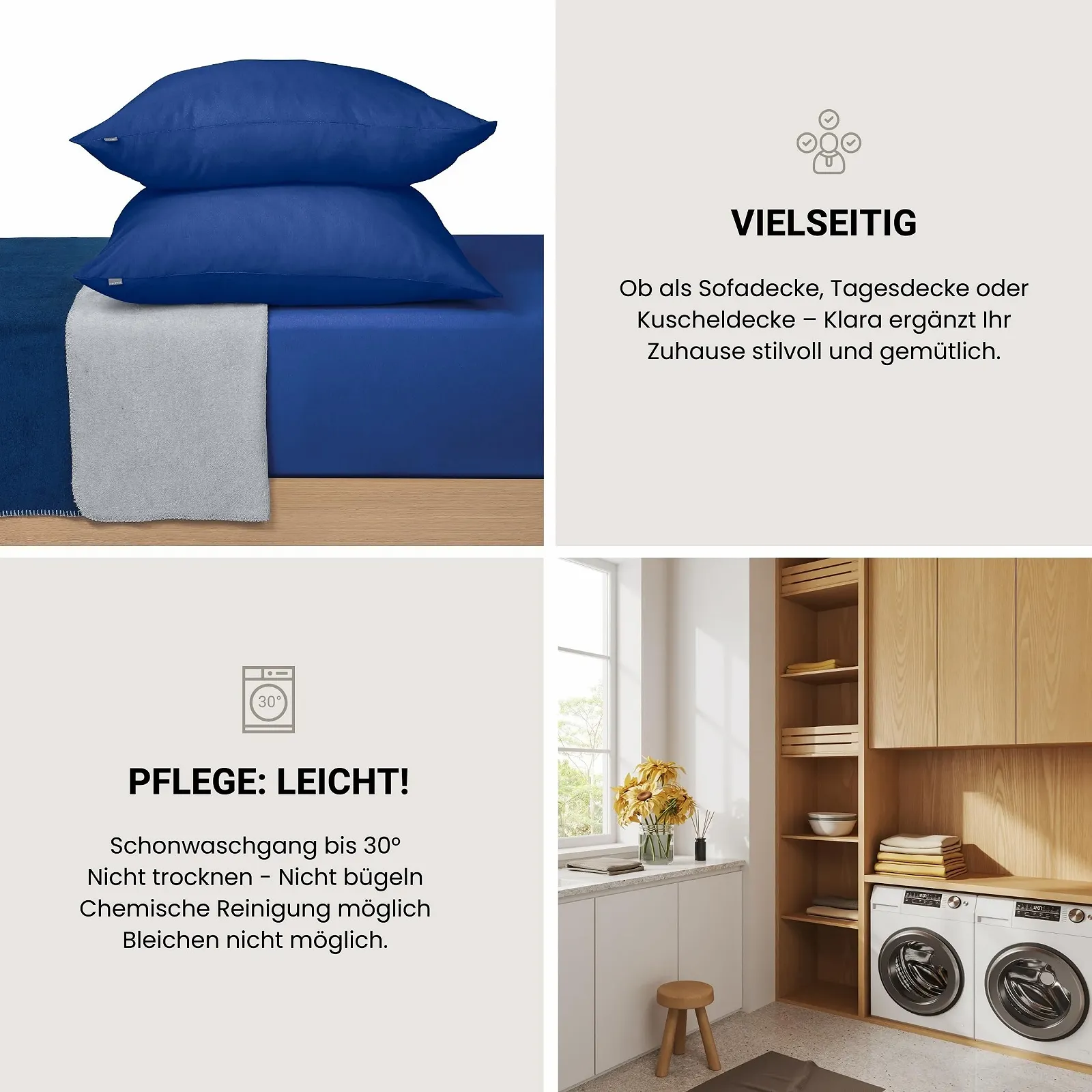 Одеяло Schiesser Klara Мягкое Двусторонний Вид Хлопковая Смесь Теплое Пушистое 150 x 200 см Темно-синее, фото №5 Одеяло Schiesser Klara Мягкое Двусторонний Вид Хлопковая Смесь Теплое Пушистое 150 x 200 см Темно-синее, фото №5