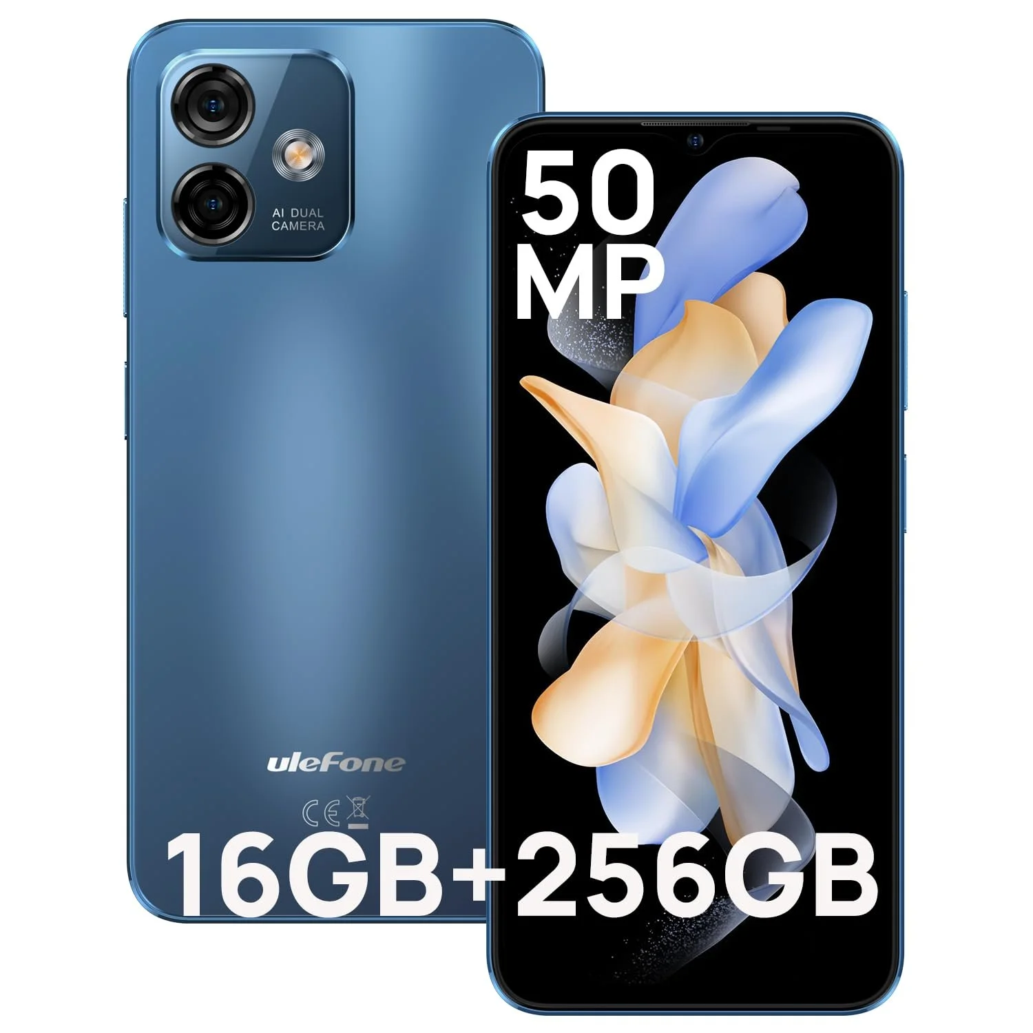 Смартфон Ulefone Note 16 Pro 16GB 256GB Android 13 4400 мАч 50 MP Octa Core 6.52 дюйма HD+ 5Ghz WiFi Dual SIM Blue, фото №1