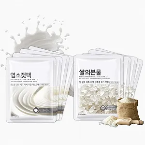 Тканевые маски для лица Набор с Рисом и Козьим Молоком для Увлажнения, Подтяжки, Успокоения Кожи, для Сухой Кожи, Осветления Пигментных Пятен - Фото 1