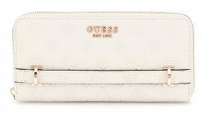 Кошелек GUESS Zarela SLG Большой на молнии вокруг L Cream White Logo, белый логотип - Фото 1