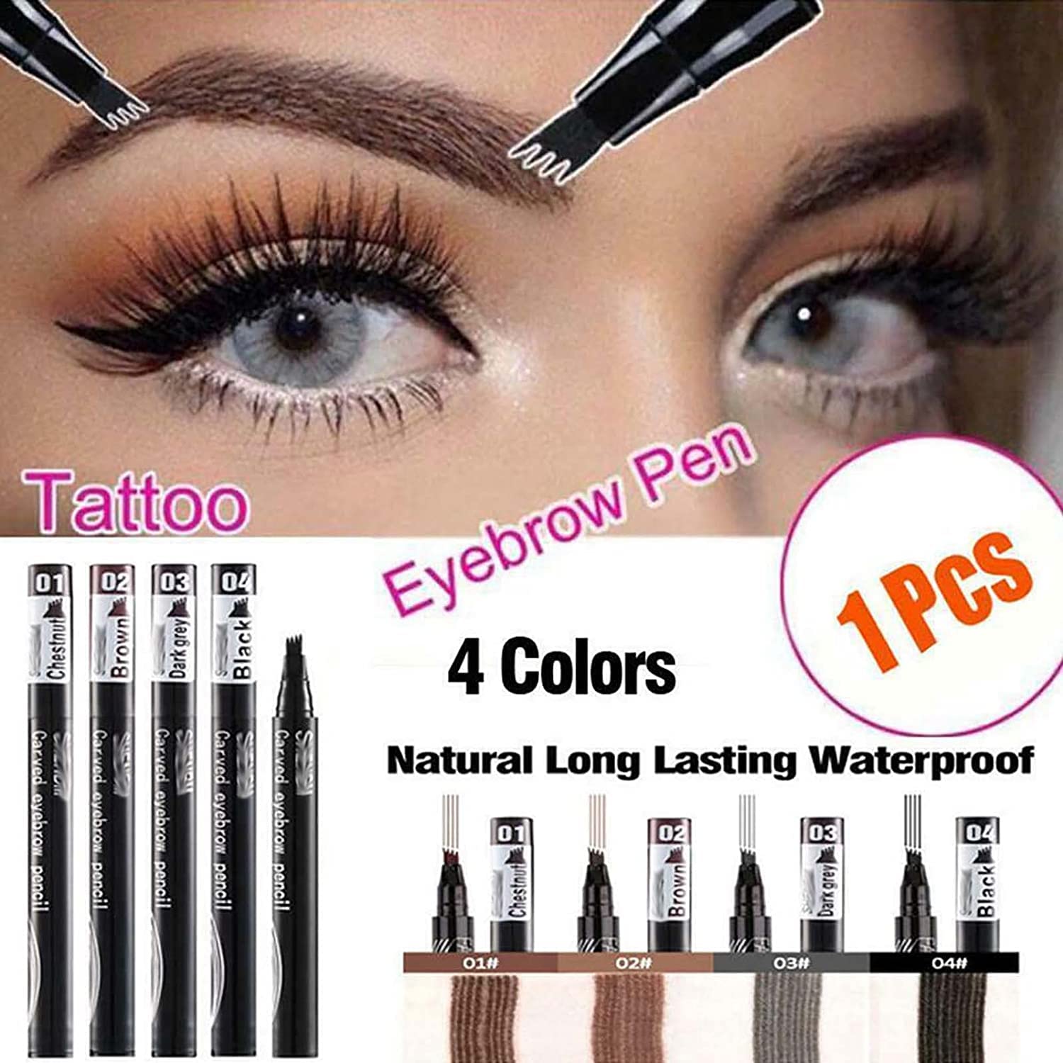 Олівець для брів Tattoo 4 Fork Waterproof Ink Pen Dark Grey, фото №5