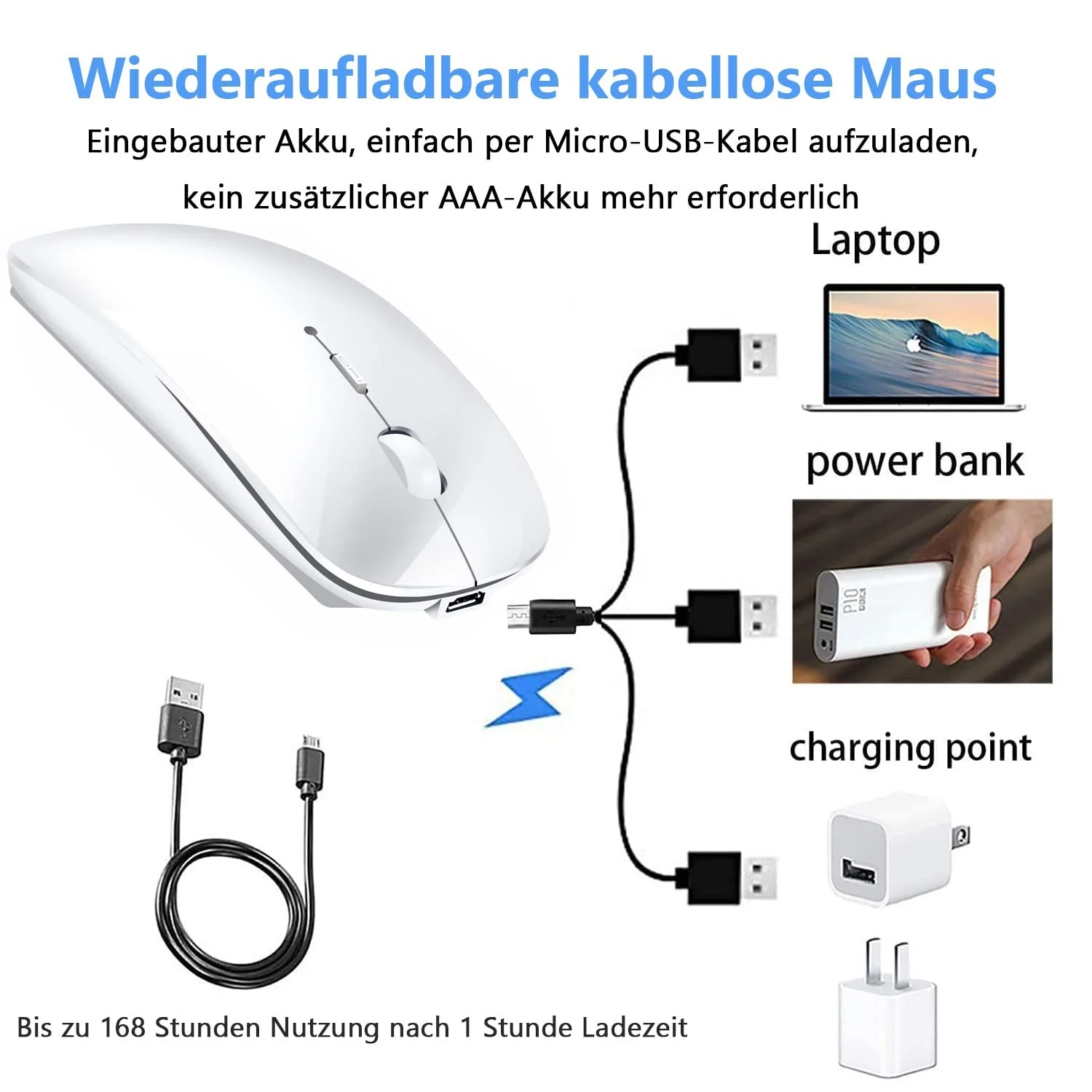 Миша LEAPEST Бездротова Bluetooth Біла, фото №6