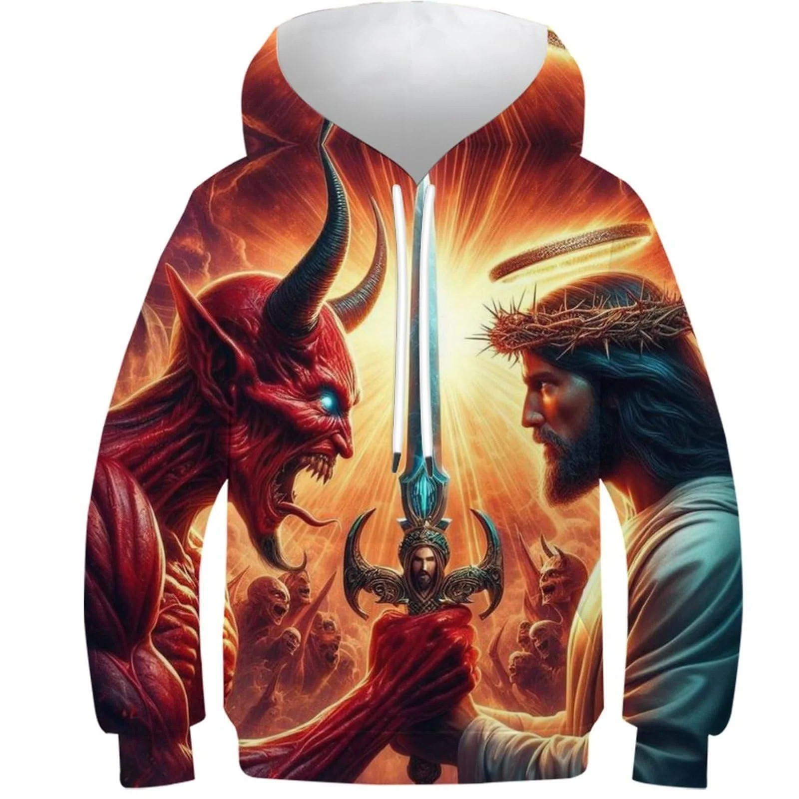 Худі KHHKJBVCE Angel Vs Demon для хлопчиків та дівчаток 3D, фото №1